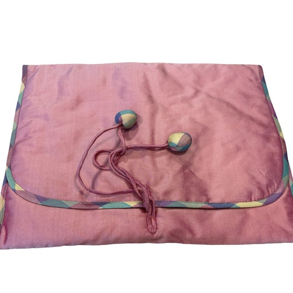 Zazendi Pink And Pastel Plaid Lingerie Bag Silk 12x10
